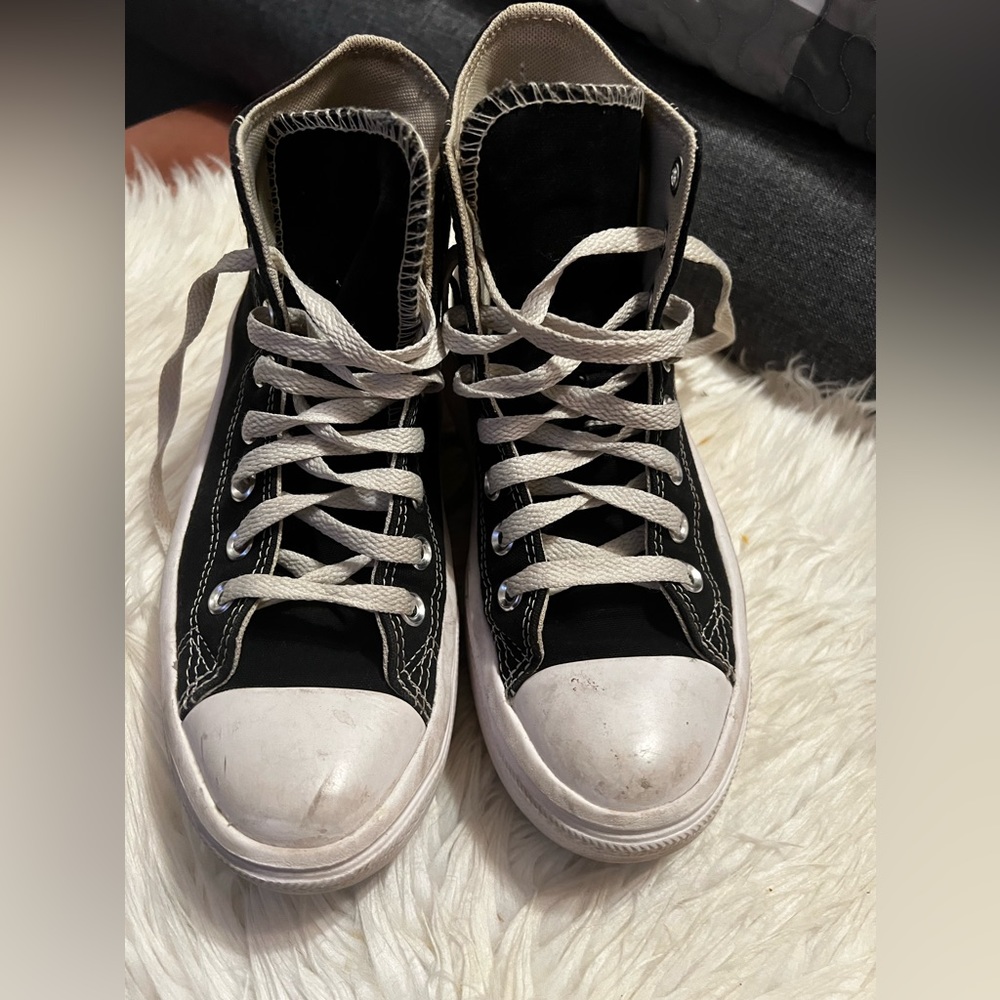 Converse all star platform black and white size 7